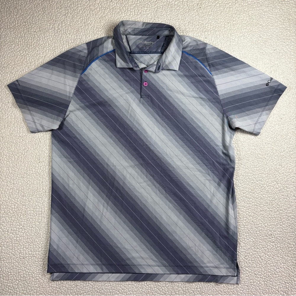 Columbia Golf Omni Freeze Zero Diagonal Stripe Men Grey XL‎ Ball Striking Polo